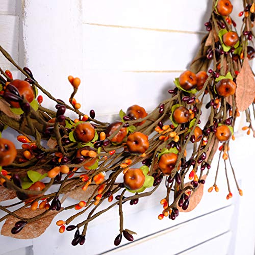 idyllic Mini Pumpkin Pip Berry Wreath for Front Door 12 inches Wreath Indoor Artificial Twig Wreath for Festival Celebration Party Decoration (2 Pack)