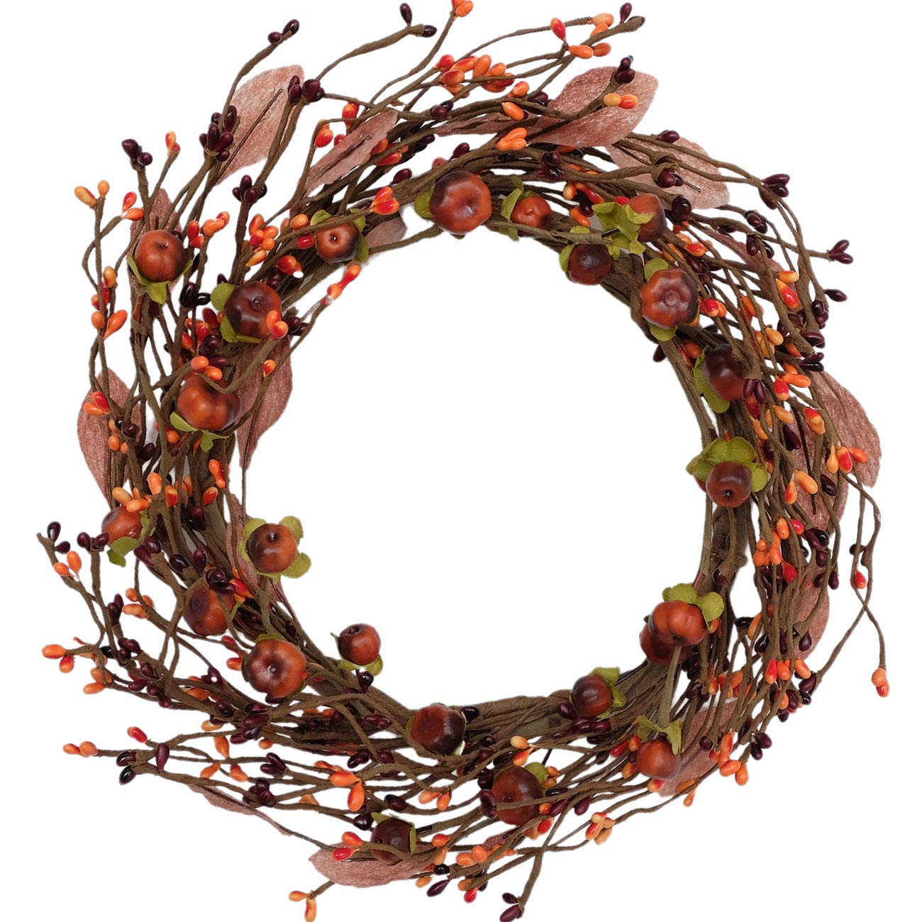 idyllic Mini Pumpkin Pip Berry Wreath for Front Door 12 inches Wreath Indoor Artificial Twig Wreath for Festival Celebration Party Decoration (2 Pack)