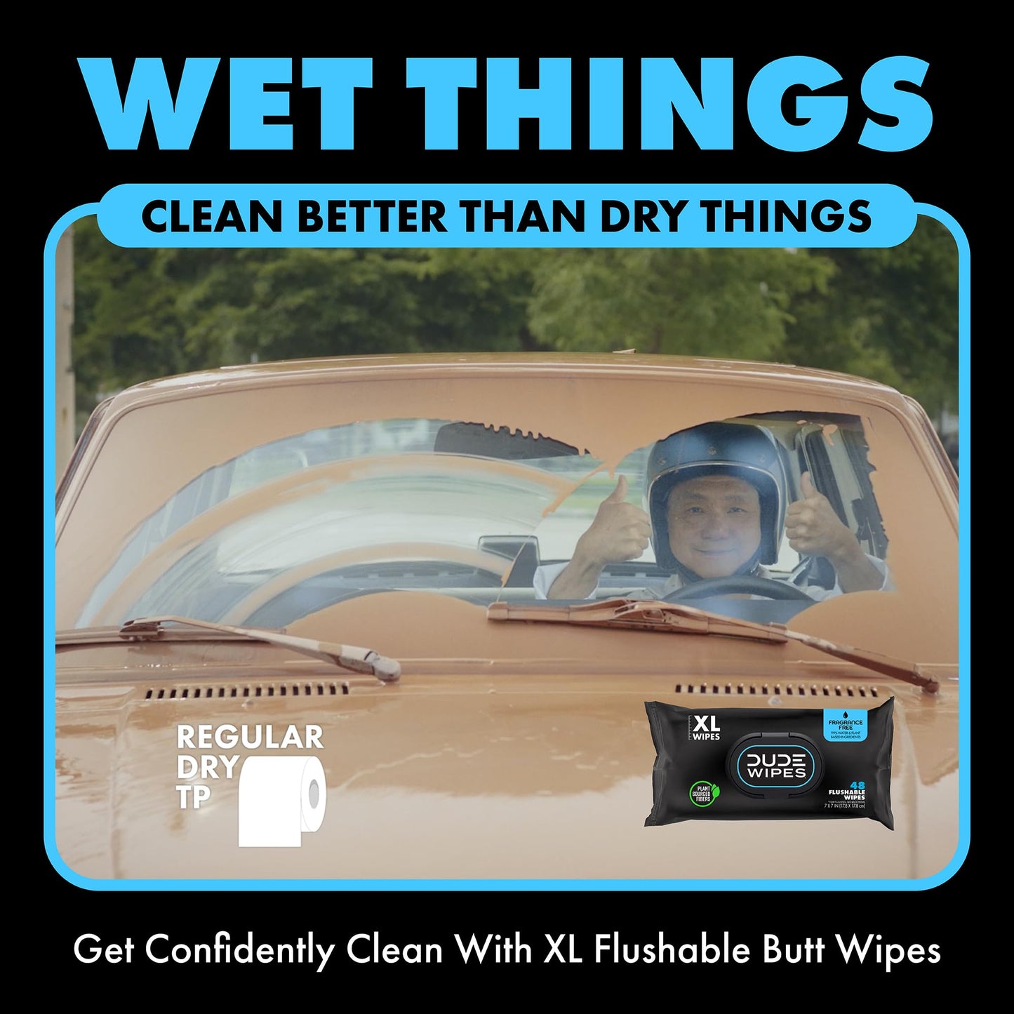 DUDE Wipes - Flushable Wipes - 3 Pack, 144 Wipes - Unscented Extra-Large Adult Wet Wipes - Vitamin-E & Aloe - Septic and Sewer Safe