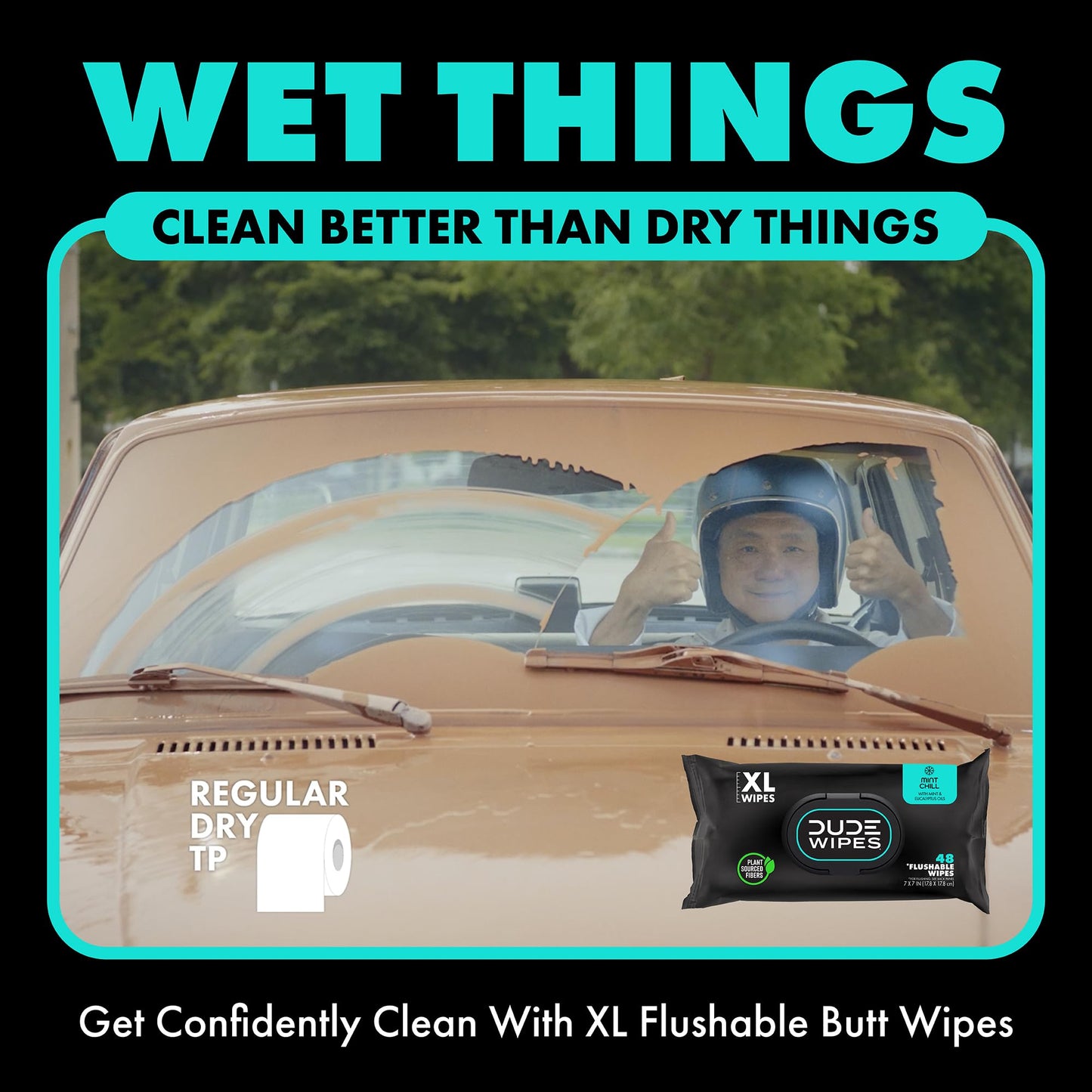 DUDE Wipes - Flushable Wipes - 3 Pack, 144 Wipes - Unscented Extra-Large Adult Wet Wipes - Vitamin-E & Aloe - Septic and Sewer Safe