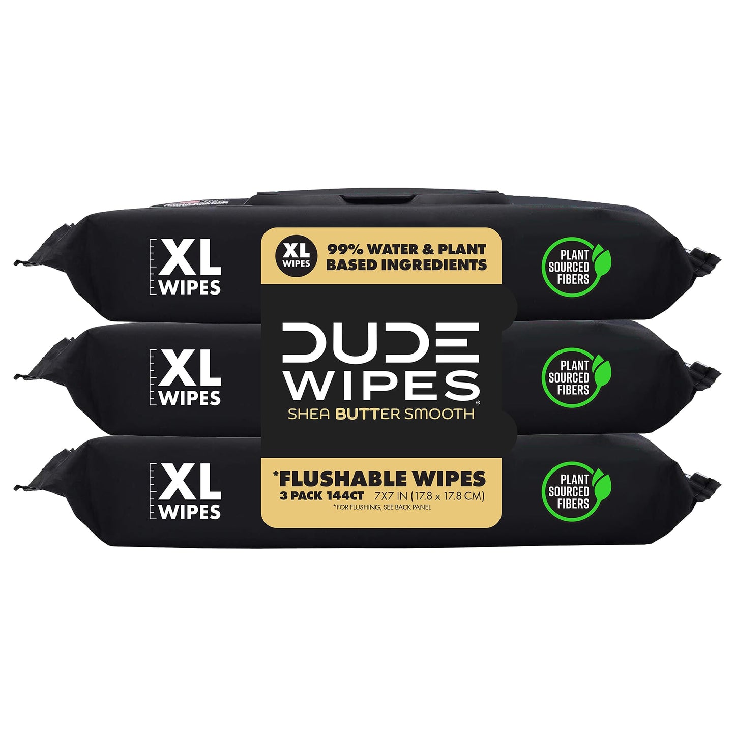 DUDE Wipes - Flushable Wipes - 3 Pack, 144 Wipes - Unscented Extra-Large Adult Wet Wipes - Vitamin-E & Aloe - Septic and Sewer Safe