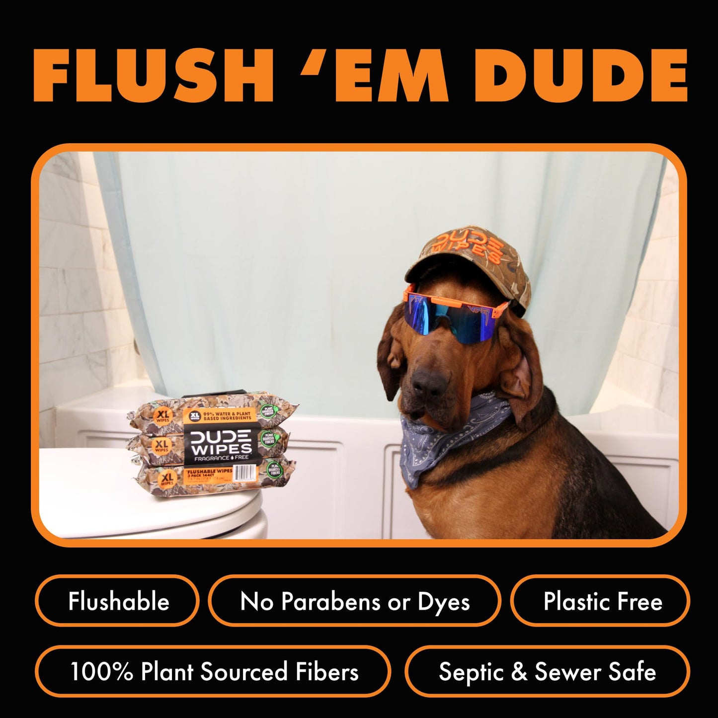 DUDE Wipes - Flushable Wipes - 3 Pack, 144 Wipes - Unscented Extra-Large Adult Wet Wipes - Vitamin-E & Aloe - Septic and Sewer Safe