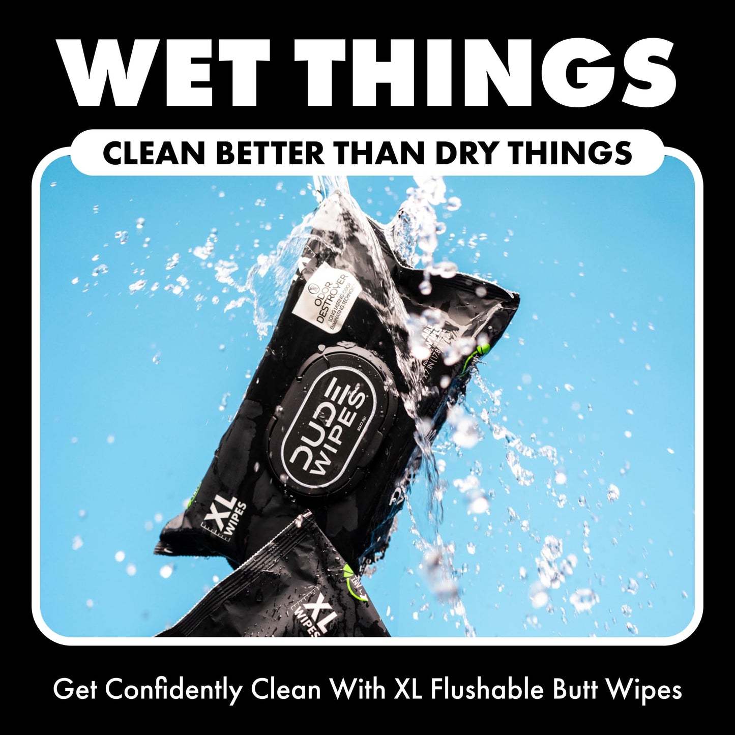 DUDE Wipes - Flushable Wipes - 3 Pack, 144 Wipes - Unscented Extra-Large Adult Wet Wipes - Vitamin-E & Aloe - Septic and Sewer Safe