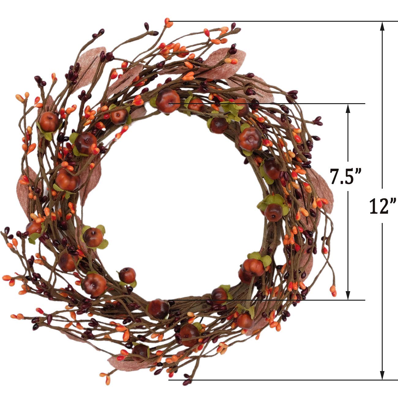 idyllic Mini Pumpkin Pip Berry Wreath for Front Door 12 inches Wreath Indoor Artificial Twig Wreath for Festival Celebration Party Decoration (2 Pack)