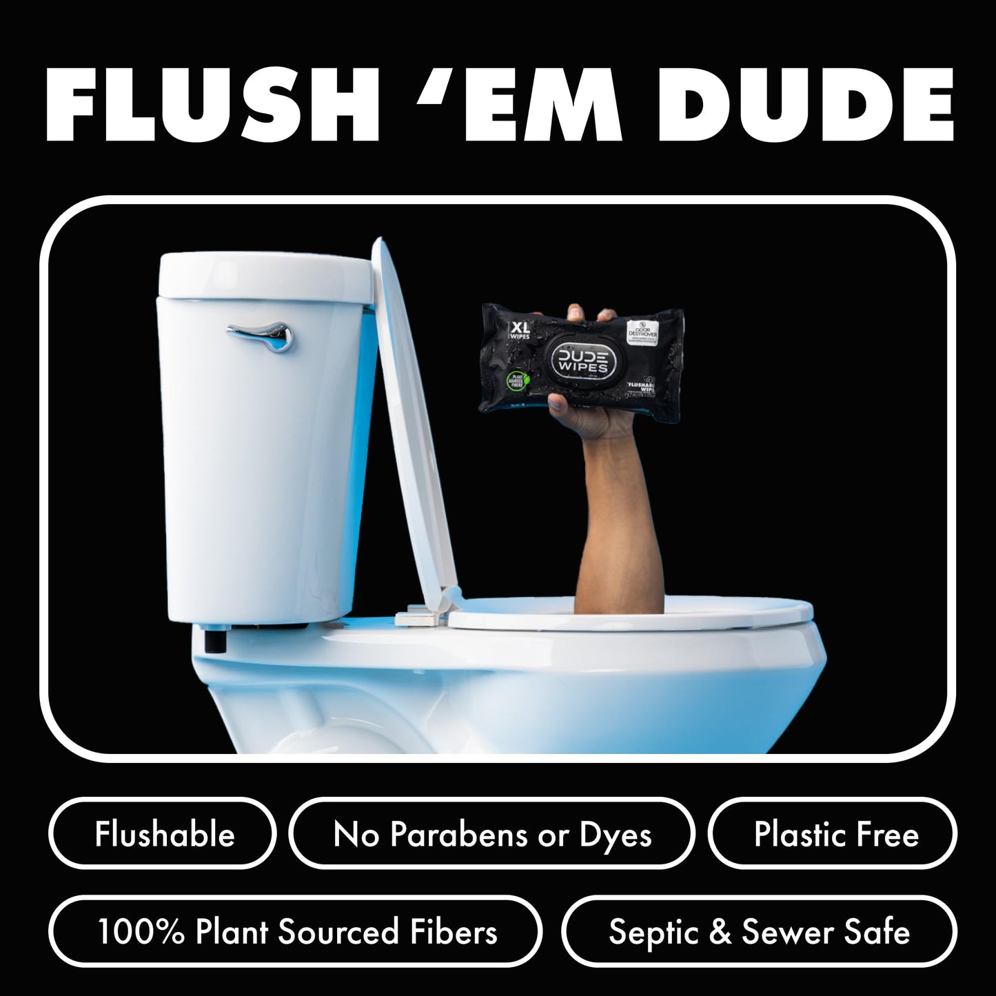 DUDE Wipes - Flushable Wipes - 3 Pack, 144 Wipes - Unscented Extra-Large Adult Wet Wipes - Vitamin-E & Aloe - Septic and Sewer Safe