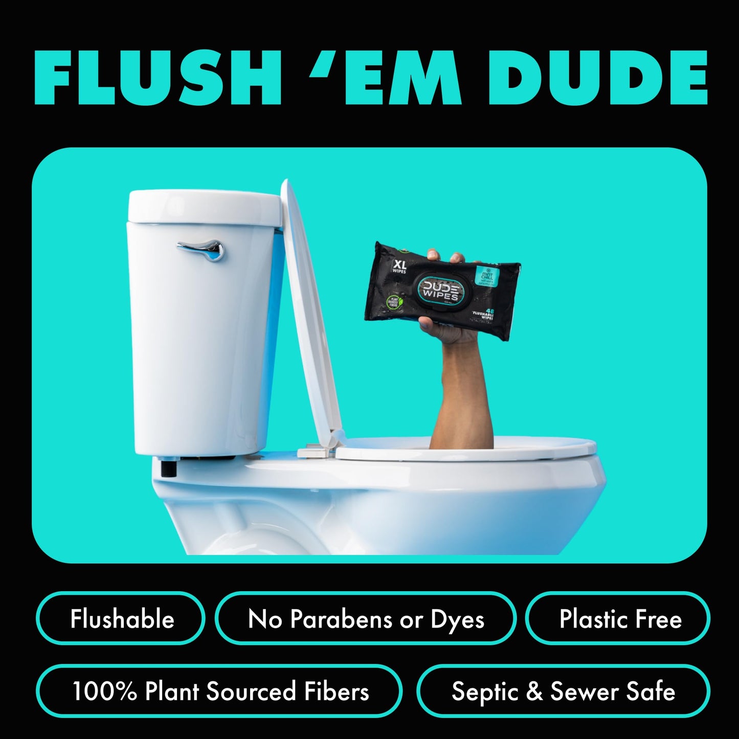 DUDE Wipes - Flushable Wipes - 3 Pack, 144 Wipes - Unscented Extra-Large Adult Wet Wipes - Vitamin-E & Aloe - Septic and Sewer Safe