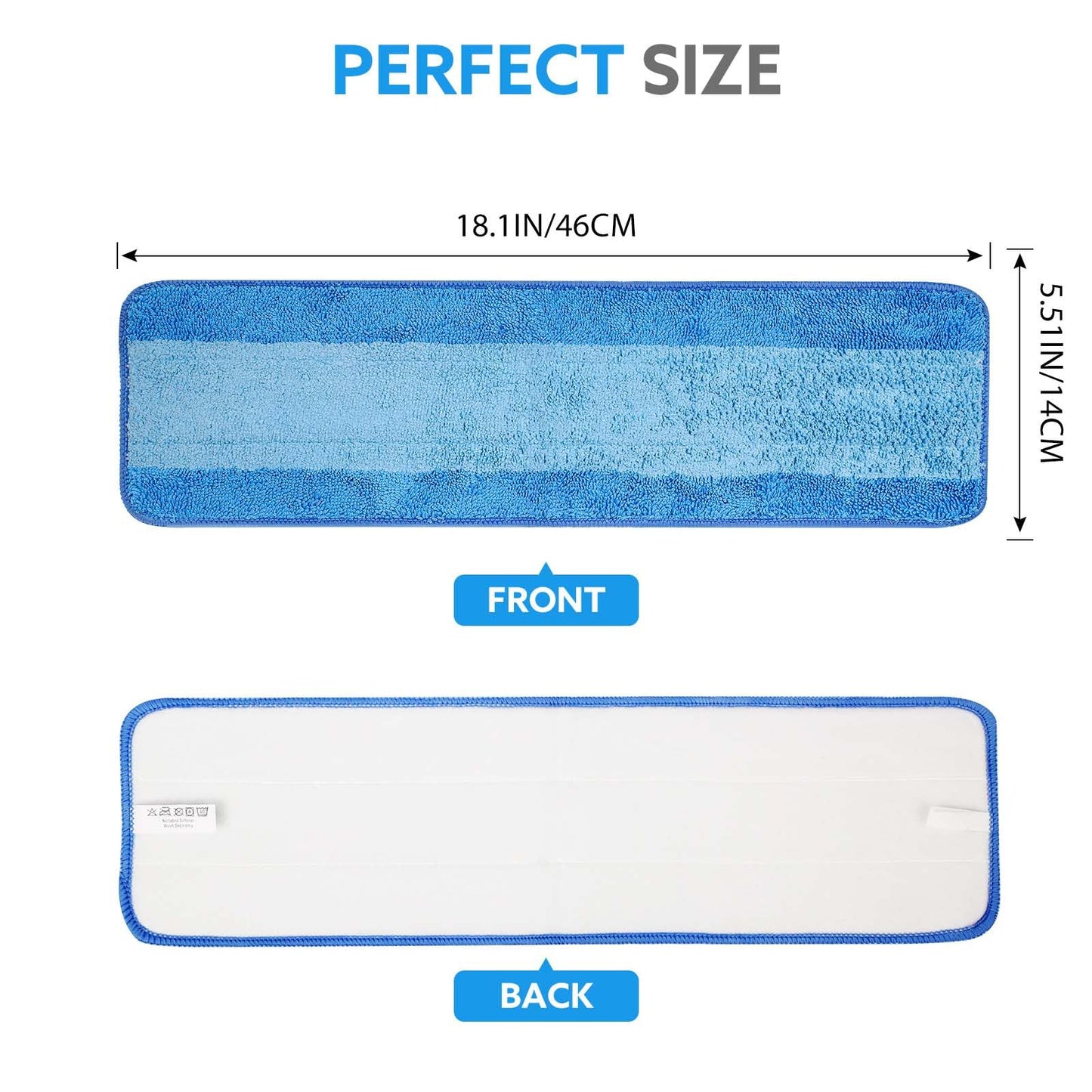 3 Pack Microfiber Cleaning Pads are Compatible with Bona Mop,18 Inch Replaceable Mop Pad Refill,Washable & Reusable Blue Microfiber Mop Pads for Hardwood and Hard-Surface Floors