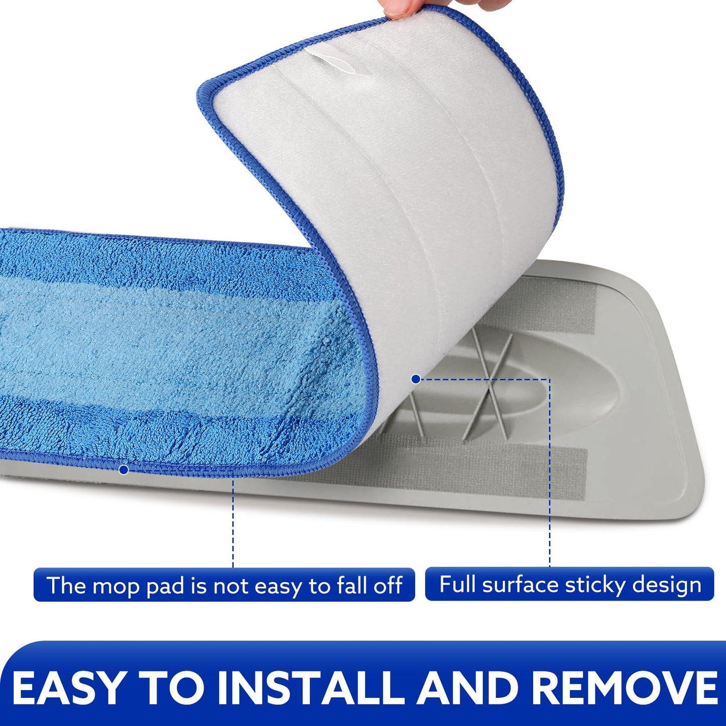 3 Pack Microfiber Cleaning Pads are Compatible with Bona Mop,18 Inch Replaceable Mop Pad Refill,Washable & Reusable Blue Microfiber Mop Pads for Hardwood and Hard-Surface Floors