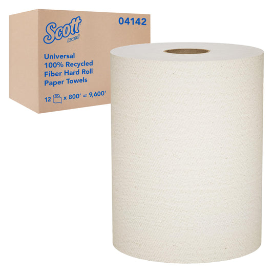 Scott Essential Hard Roll Paper Towels (04142), Natural, 800' / Roll, 12 Rolls / Case, 9,600' / Case