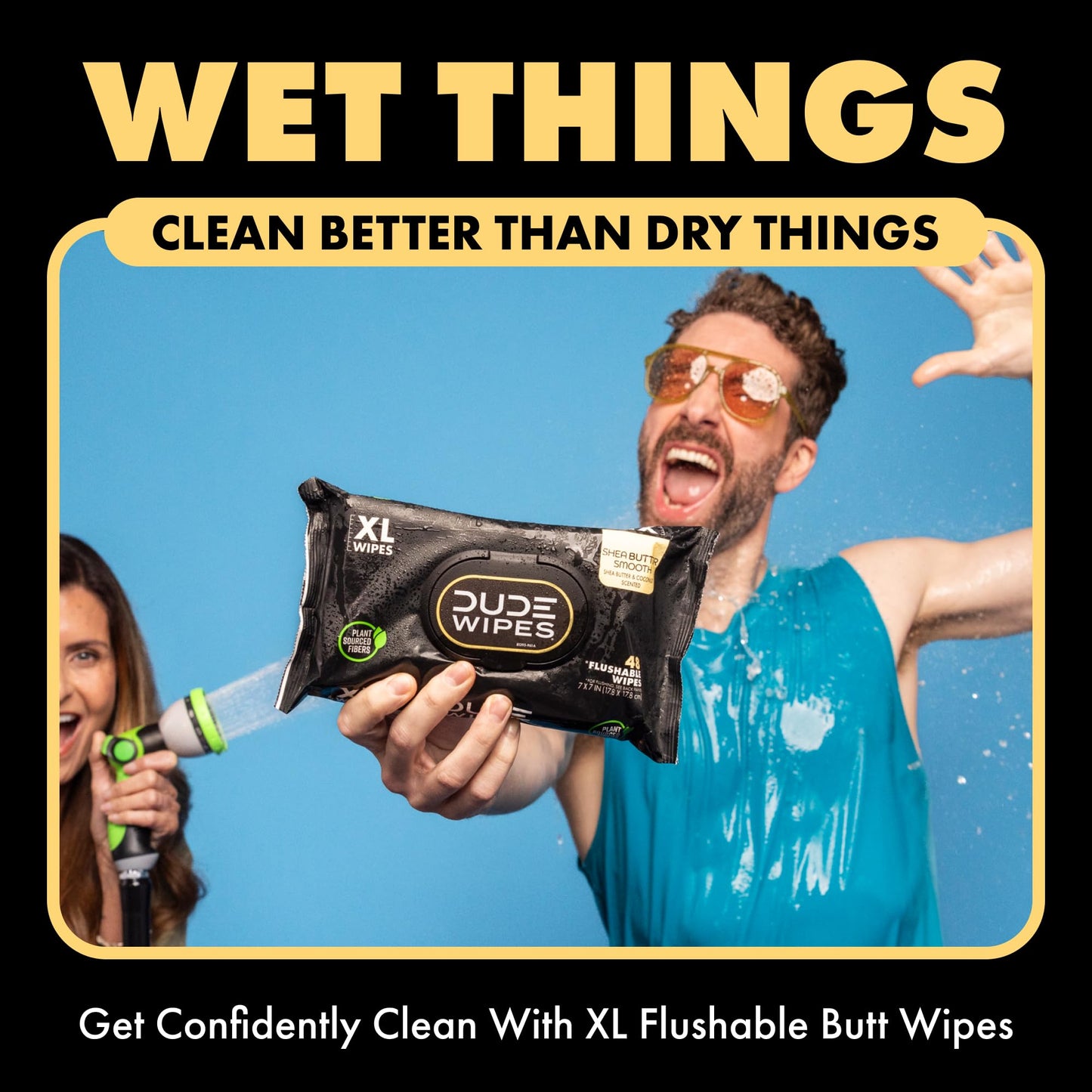 DUDE Wipes - Flushable Wipes - 3 Pack, 144 Wipes - Unscented Extra-Large Adult Wet Wipes - Vitamin-E & Aloe - Septic and Sewer Safe