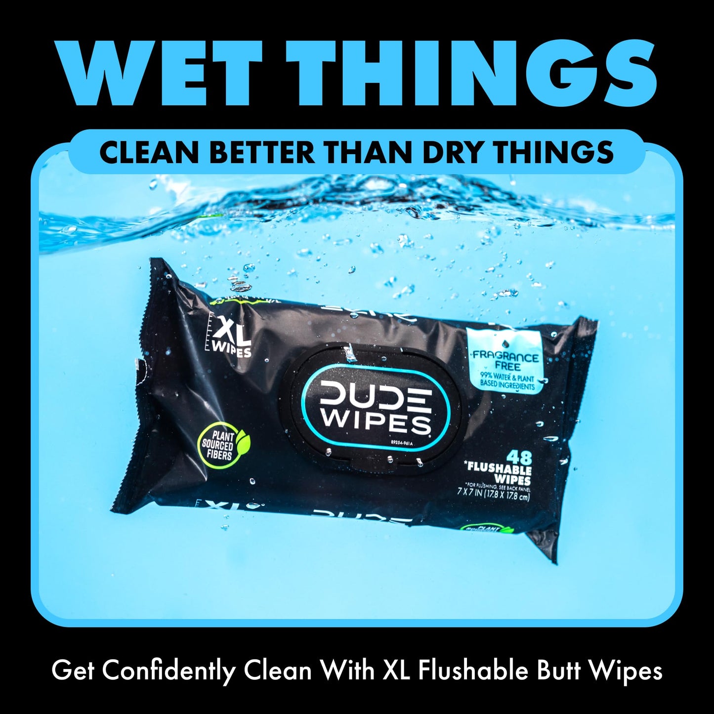 DUDE Wipes - Flushable Wipes - 3 Pack, 144 Wipes - Unscented Extra-Large Adult Wet Wipes - Vitamin-E & Aloe - Septic and Sewer Safe